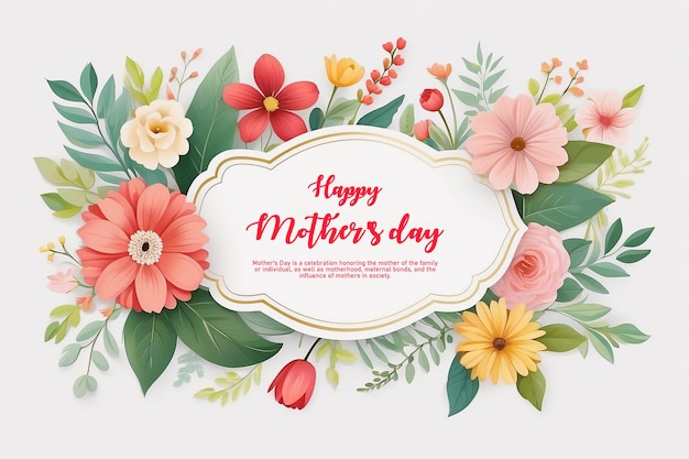 Mothers day greeting card floral background with decorative cute flowers