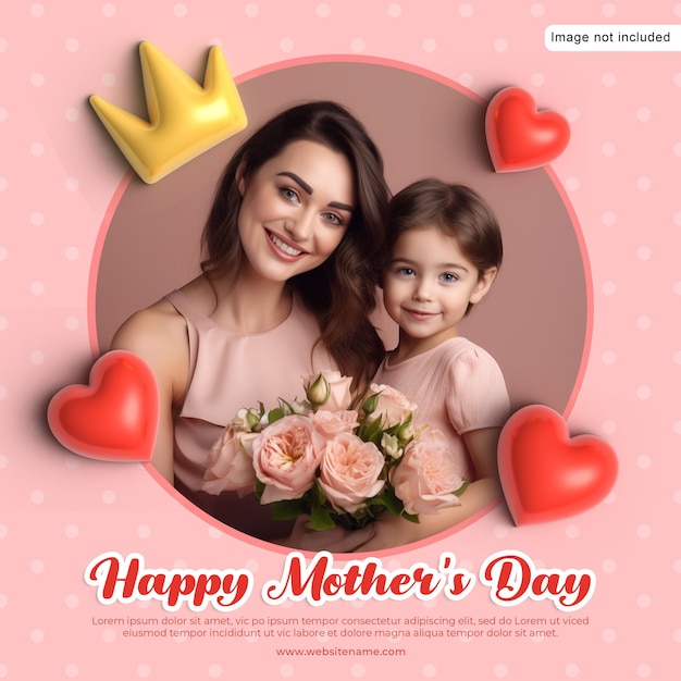 Mothers day greeting card mockup template