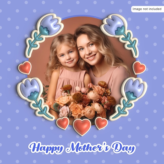 Mothers day greeting card mockup template