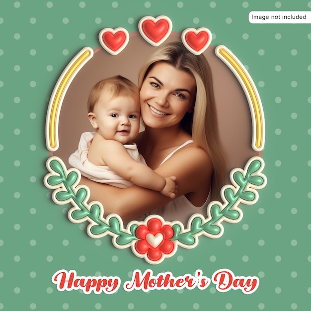 Mothers day greeting card mockup template