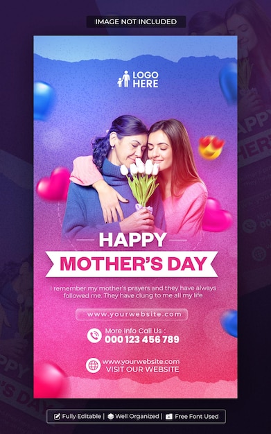 PSD Шаблон истории дня матери в instagram