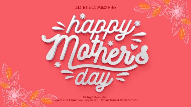 Дизайн шаблона логотипа Дня матери с 3D-эффектом
