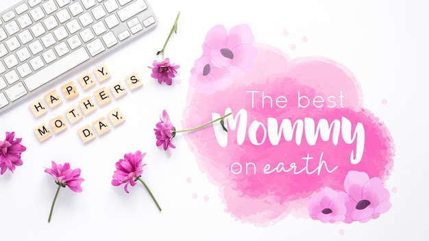 PSD mothers day mockup with copyspace