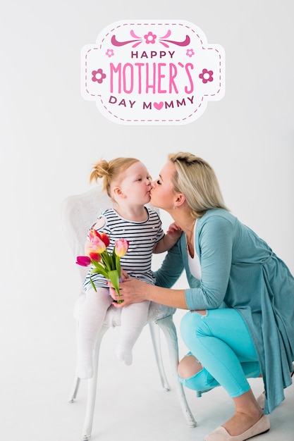 PSD mothers day portrait with label