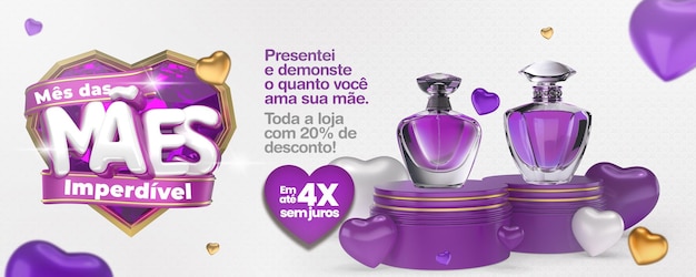 PSD banner di promozione della giornata delle madri in brasiliano portoghese