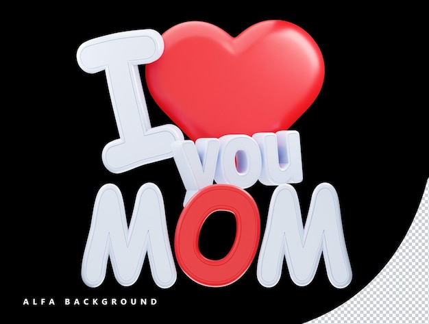 PSD День матери специальная трехмерная иллюстрация значка сердца и текстового вектора