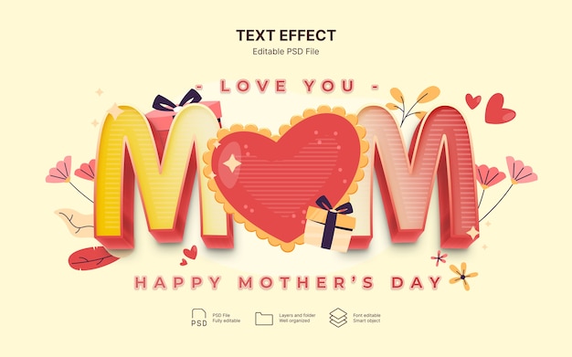 PSD mothers day text effect