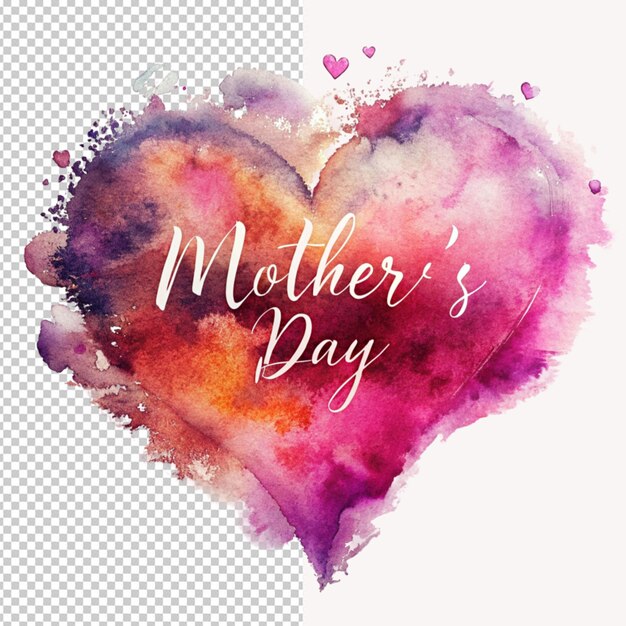 PSD mothers day water color text on transparent background