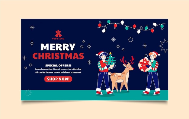 PSD motief voor het ontwerpen van kerstbanners