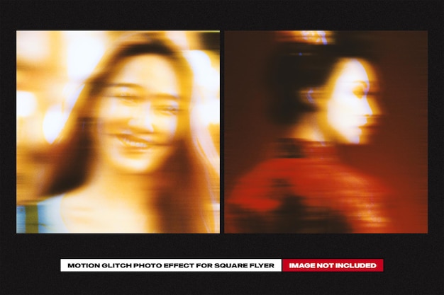 PSD motion glitch-foto-effect voor vierkant