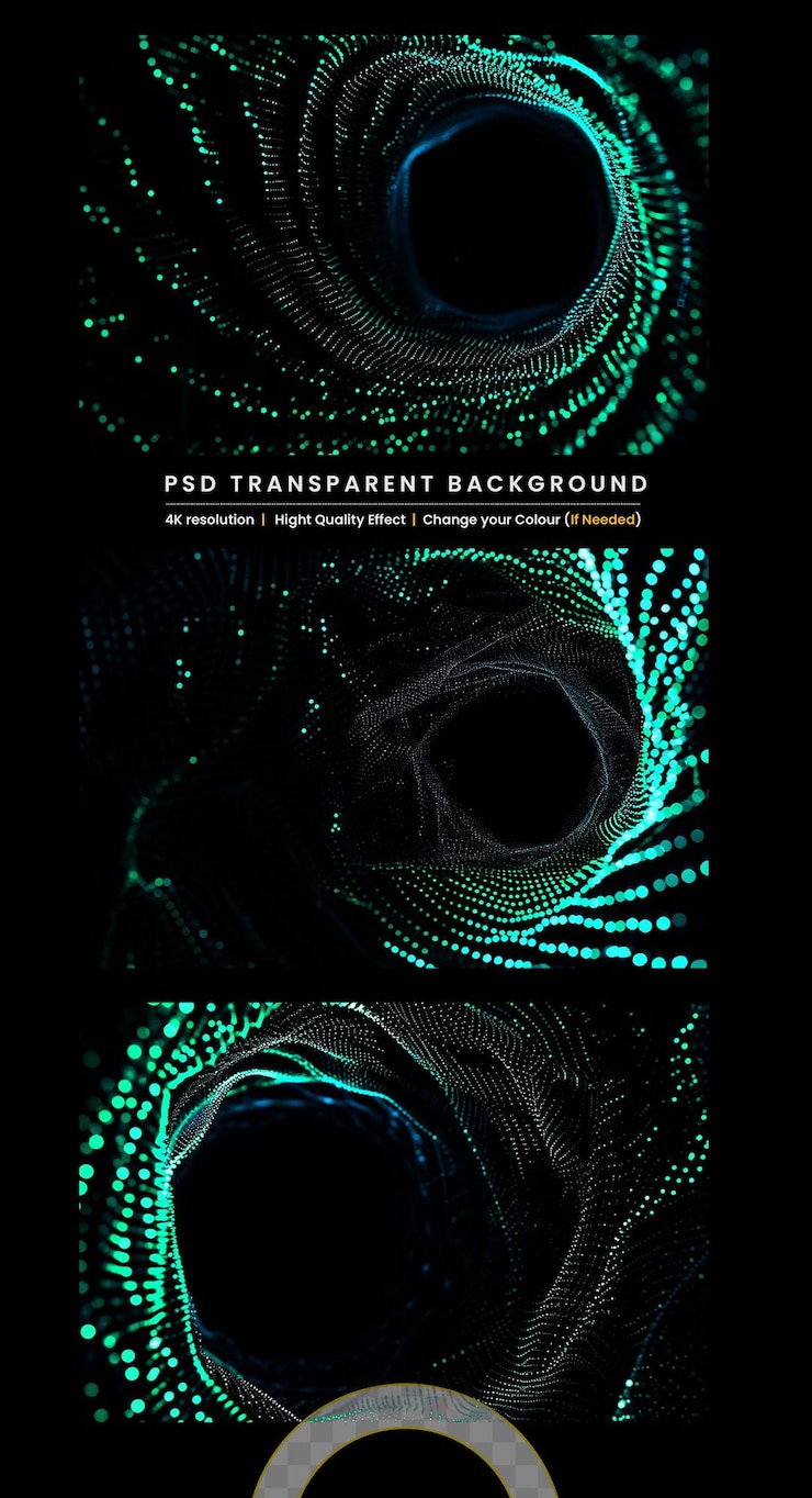 PSD motion green dots pattern on transparent background