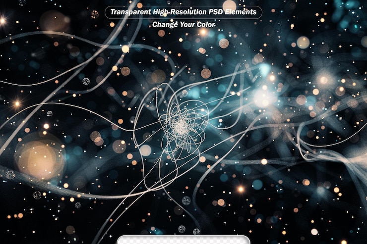 PSD motion particle series design composed of dynamic particles and lights as a metaphor