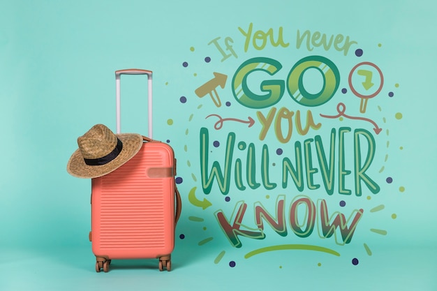 PSD motivational lettering quote for holidays traveling concept
