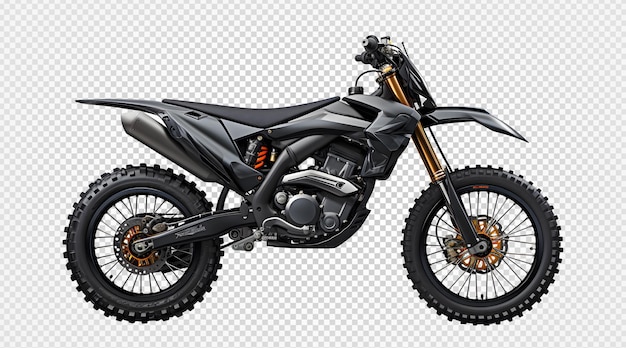 PSD motocross isolato su sfondo trasparente nero trail bike isolato vista laterale generativa ai