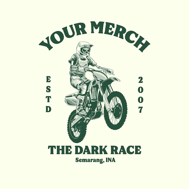 Motocross Schedel Poster Motorfiets T-shirt