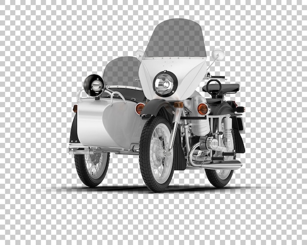 PSD motocykl z wózkiem bocznym na przezroczystym tle ilustracja renderowania 3d