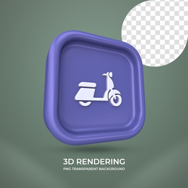 PSD 오토바이 아이콘 3d 렌더링 절연 투명 배경