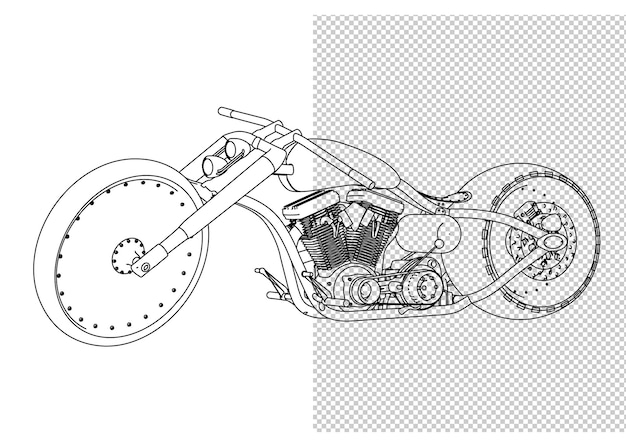 PSD motor hand drawing and sketch black and white.