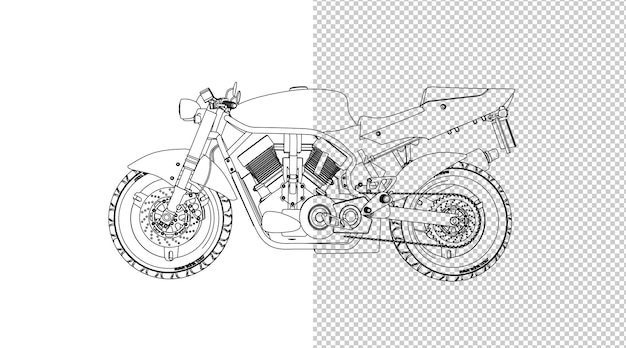 PSD motor hand drawing and sketch black and white.