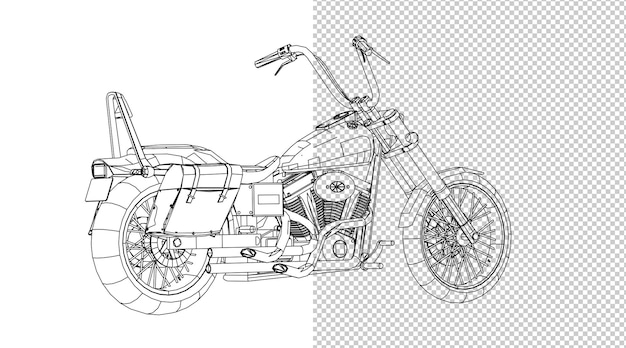 PSD disegno a mano del motore e schizzo in bianco e nero.