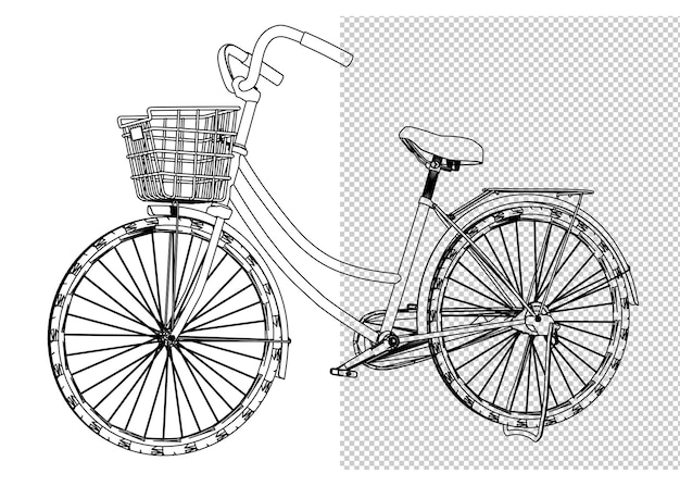 PSD disegno a mano del motore e schizzo in bianco e nero.