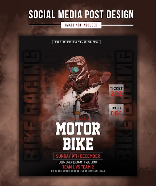 PSD progettazione di poster promozionali per il campionato internazionale di motociclismo