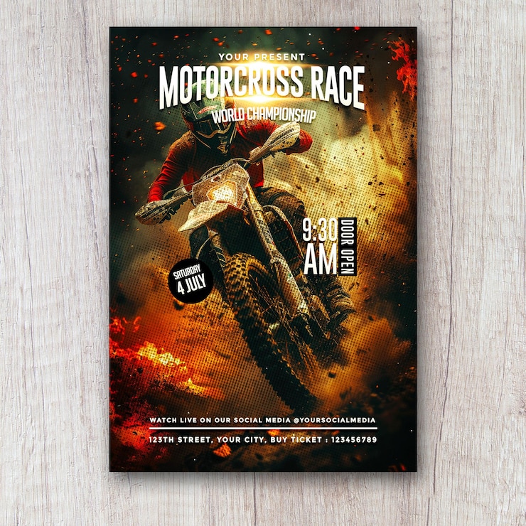 PSD motorcross race flyer social media banner