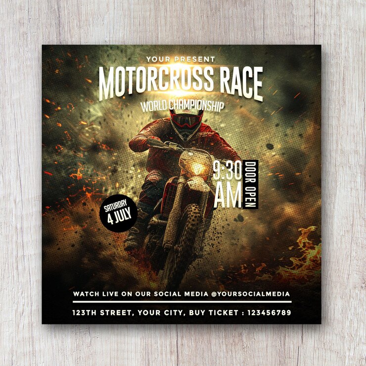 PSD motorcross race flyer social media banner