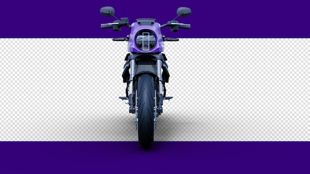 PSD motorcycle in 3d renderization with projected shadow viewed from the front