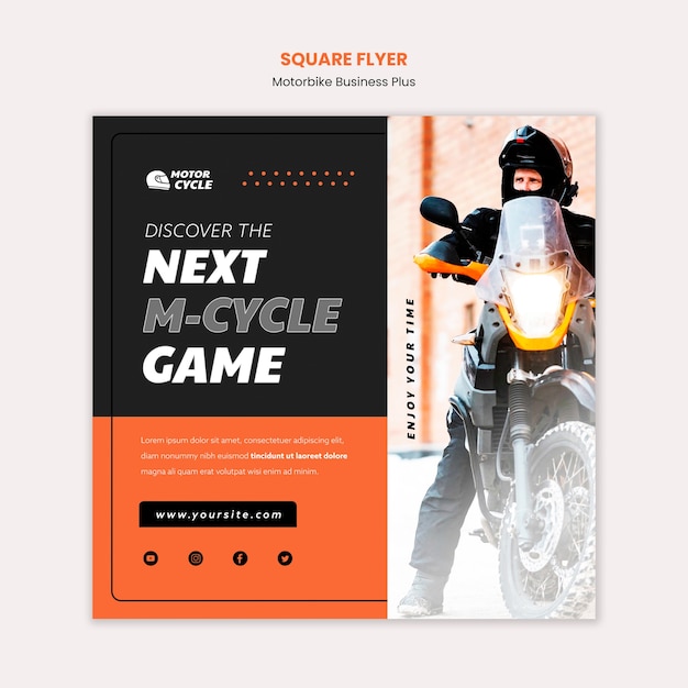 Motorcycle adventure square flyer template