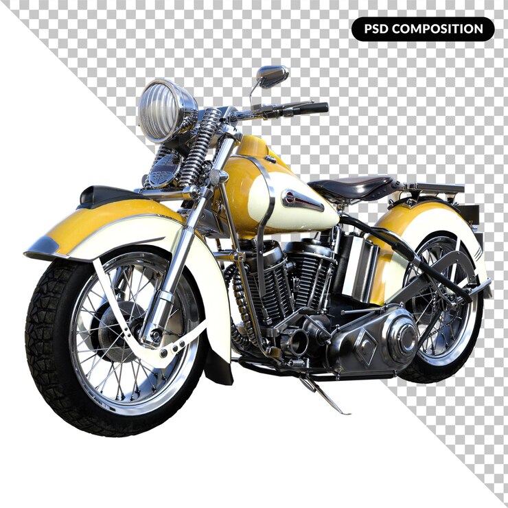 PSD motorcycle classic biker isolated 3d rendering