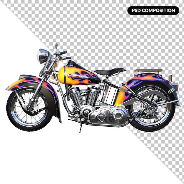 PSD motorcycle classic biker isolated 3d rendering