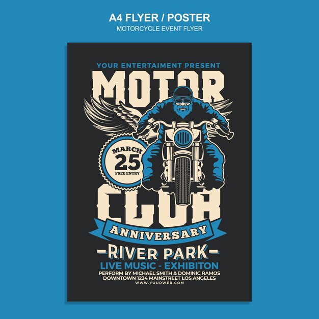 PSD flyer dell'evento del motorcycle club