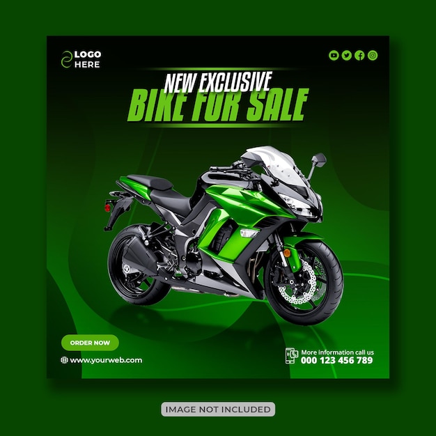 Motorcycle creative Instagram Post and social media banner design or square flyer template