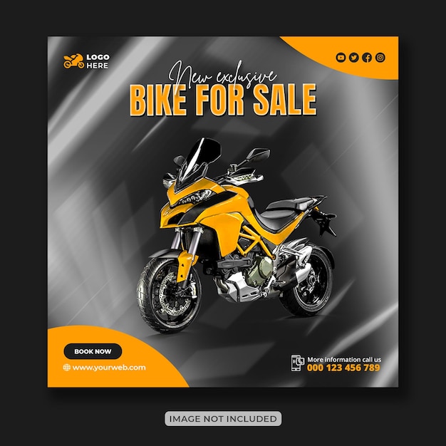 Motorcycle creative instagram Post and social media banner design or square flyer template