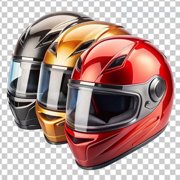 PSD motorcycle helmets on transparent background