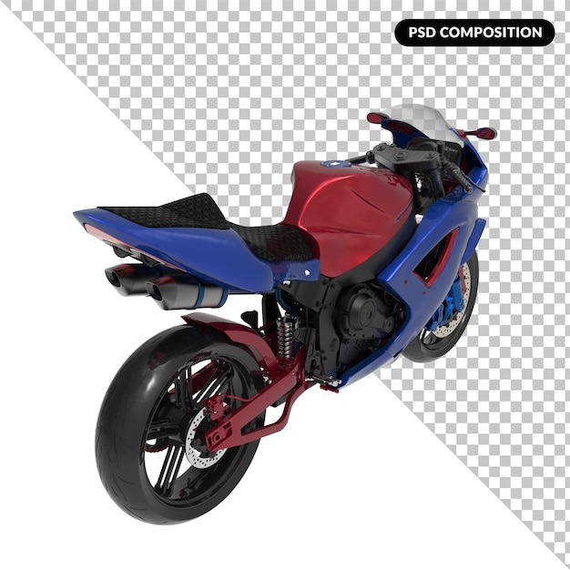 PSD motociclo isolato rendering 3d