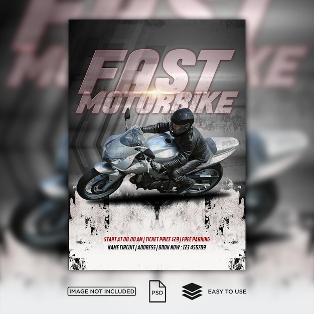 PSD motorcycle racing event flyer template