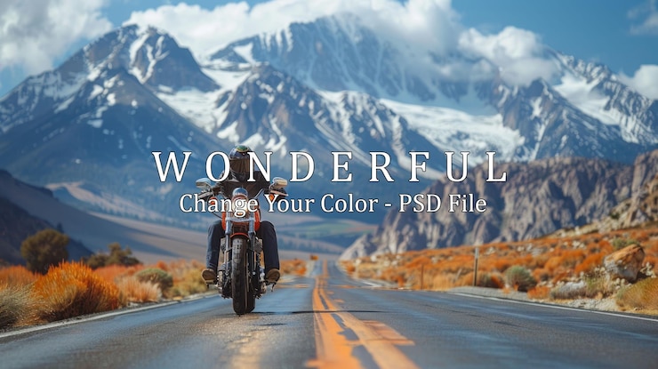PSD motorcycle ride through majestic mountains