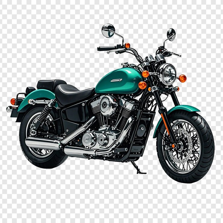 PSD a motorcycle with a green body is shown on a transparent background