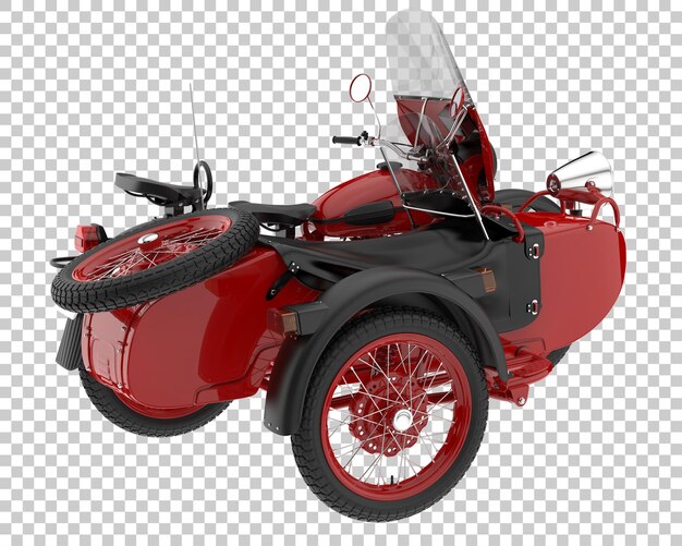 PSD motorcycle with sidecar on transparent background. 3d rendering - illustration