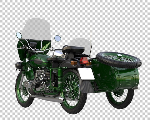 PSD motorcycle with sidecar on transparent background. 3d rendering - illustration