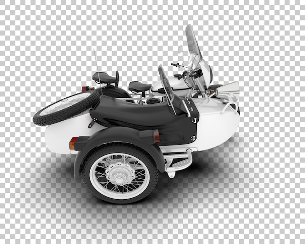 Motorcycle with sidecar on transparent background 3d rendering illustration