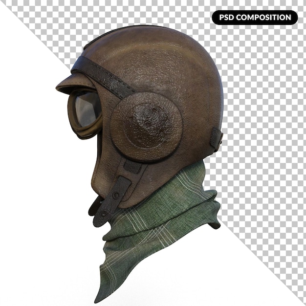 PSD motorhelm retro geïsoleerde 3d