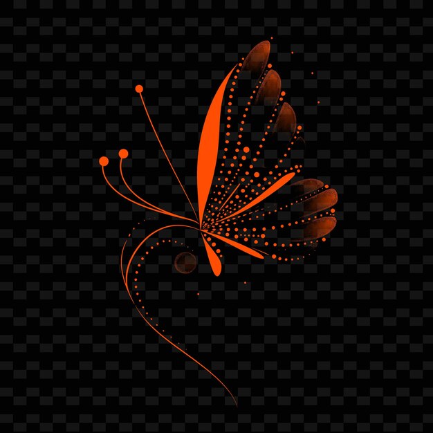PSD motyl z czerwonym i pomarańczowym wzorem na czarnym tle