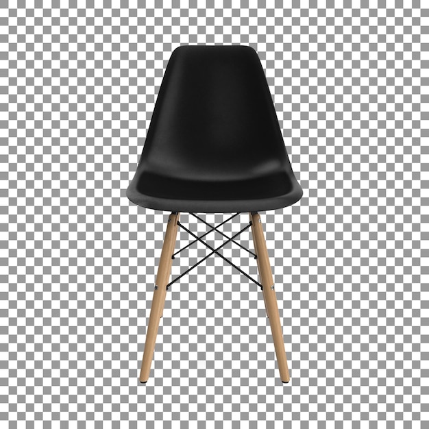 PSD moulded plastic chair with wooden legs on transparent background