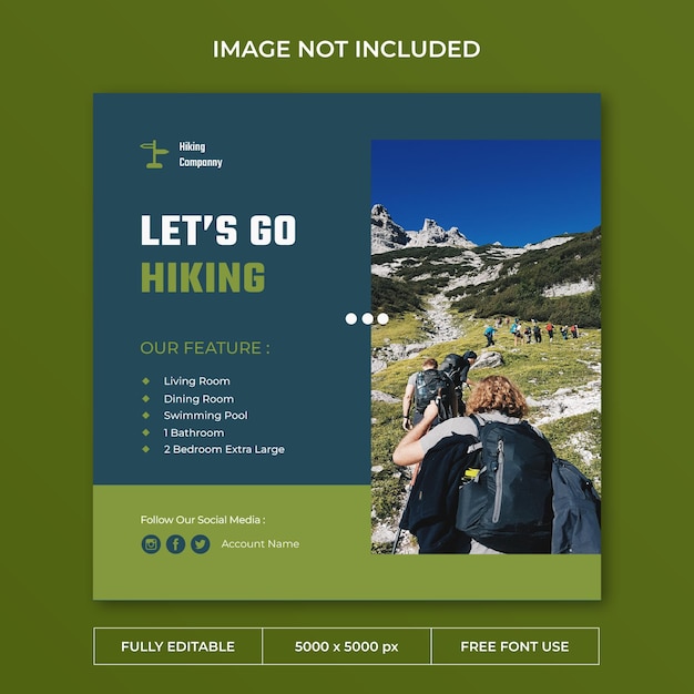 Mountain hiking instagram post social media template