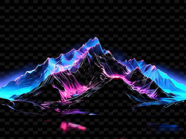 PSD a mountain is glowing in blue and pink