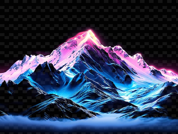 PSD a mountain is glowing in the night sky