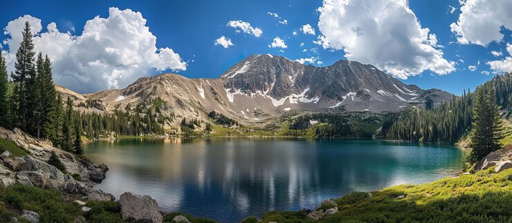 PSD mountain lake landscape